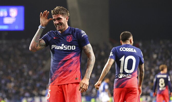 Rodrigo De Paul celebra un gol con el Atlético de Madrid. Sevilla vs Atlético de Madrid.