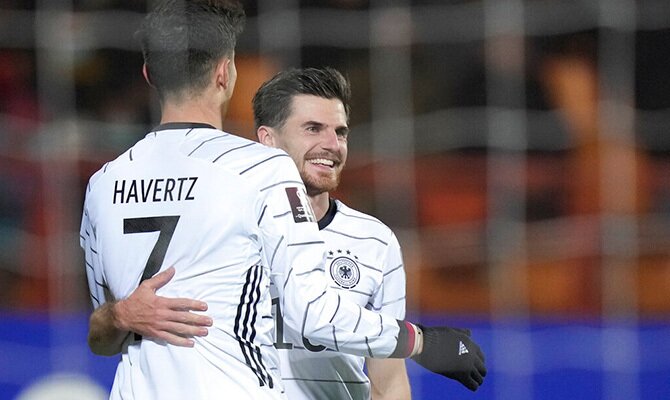Kai Havertz en un festejo de gol de la seleccion de Alemania
