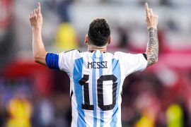 Lionel Messi festeja un gol de la Seleccion Argentina contra Jamaica