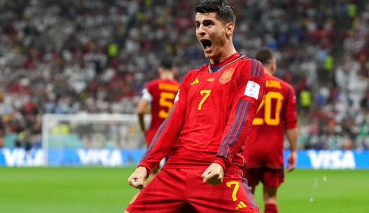 Morata celebra un gol de la Seleccion Española en fase de grupos de Qatar 2022