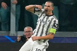 Leonardo Bonucci celebra una anotacion para la Juventus como local