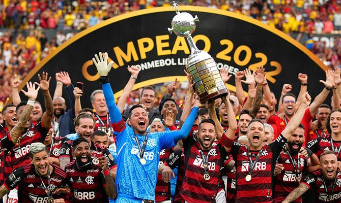 Flamengo celebrando la conquista de la Copa Libertadores de América