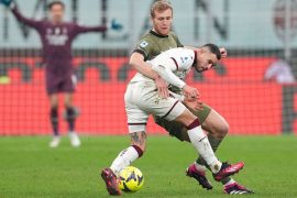 Antonio Sanabria del Torino en partido contra el AC Milan