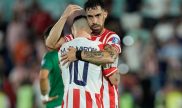 Miguel Almiron celebra el gol de la victoria de Paraguay ante Bolivia