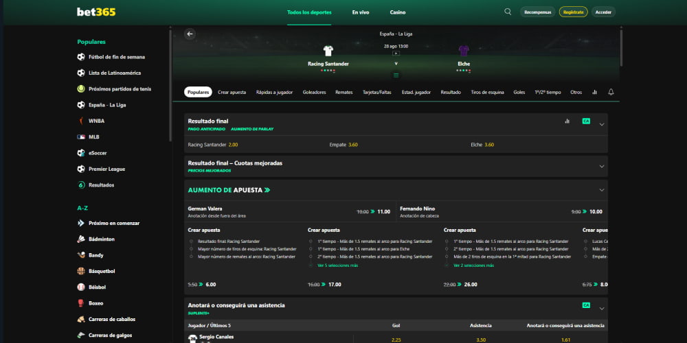 Bet365 mercados y funciones especiales