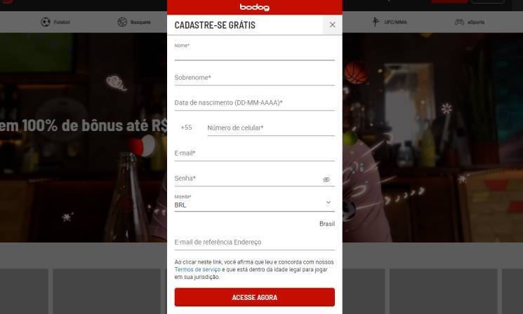 Cadastrar no Bodog