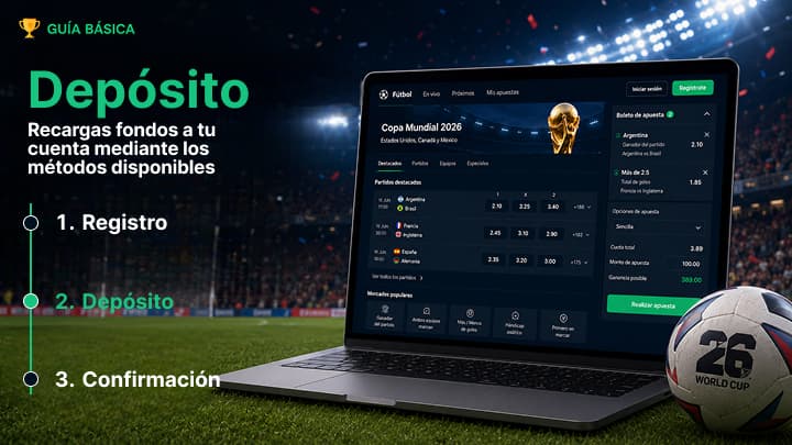 Depósito de dinero en un sitio de apuestas para la Copa del Mundo