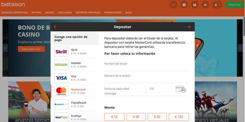 Depósito Mastercard