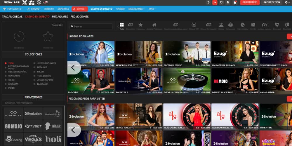 Megapari casino en vivo