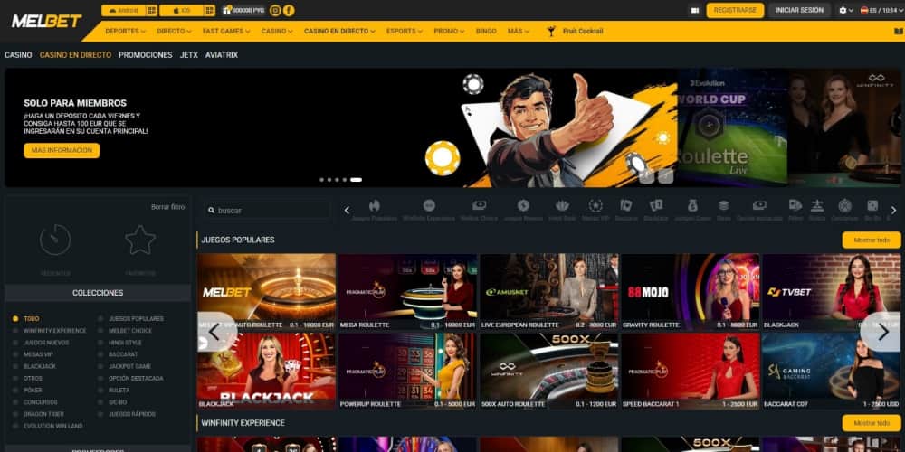 Melbet casino en vivo