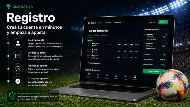 Creación de cuenta en una casa de apuestas para el Mundial 2026