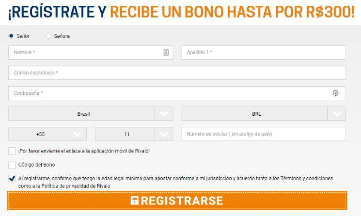 Cadastrar no Rivalo